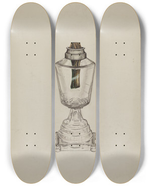 Triptych art skateboard deck of Richard Taylor Lamp by Richard Taylor