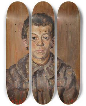 Triptych art skateboard deck of Ja Jerichau Studie Af En Dreng by J.A. Jerichau (1816-1883)