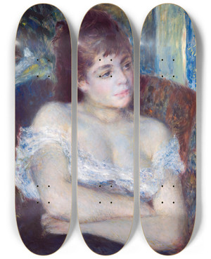 Triptych art skateboard deck of Pierreauguste Renoir Woman In An Armchair by Pierre-Auguste Renoir (1841-1919)