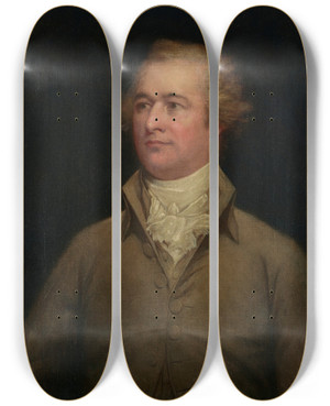 Triptych art skateboard deck of Eastman Johnson Alexander Hamilton by Eastman Johnson (1824-1906)