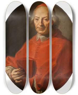 Triptych art skateboard deck of Antonio David Portrait Of A Cardinal by Antonio David (1698-1750)