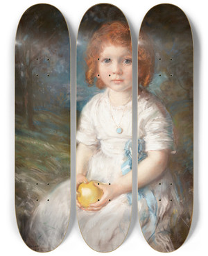 Triptych art skateboard deck of Albert Sterner Olivia by Albert Sterner (1863-1946)