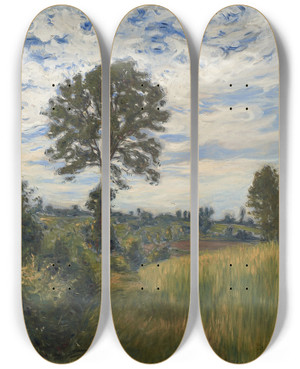 Triptych art skateboard deck of Etienne Moreaunlaton Paysage Au Grand Arbre by Etienne Moreau Nelaton (1859-1927)