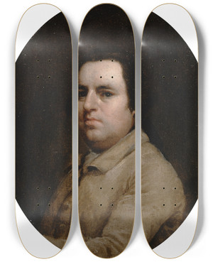 Triptych art skateboard deck of George Stubbs Selfportrait by George Stubbs (1724-1806)