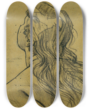 Triptych art skateboard deck of Josef Wawra Mdchenkopf_1 by Josef Wawra (1893-1935)
