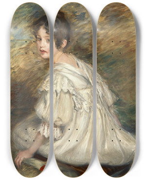Triptych art skateboard deck of Jacquesmile Blanche Fille La Robe Blanche by Jacques-mile Blanche (1861-1942)
