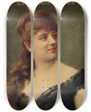 Triptych art skateboard deck of Louise Abbma Portrait De Sophie Croizette 18471901 Socitaire De La Comdiefranaise by Louise Abbema (1853-1927)