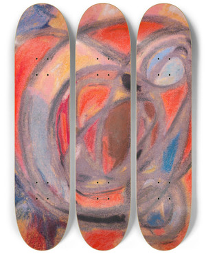 Triptych art skateboard deck of Adolf Hlzel Komposition Rund Und Ovalformen by Adolf Holzel (1853-1934)