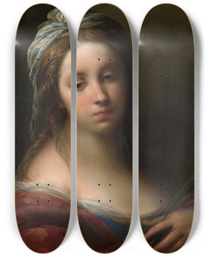 Triptych art skateboard deck of Carlo Francesco Nuvolone A Female Martyr Saint by Carlo Francesco Nuvolone (1609-1662)