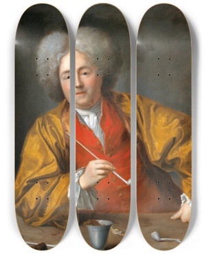 Triptych art skateboard deck of Workshop Of Jeanbaptiste Santerre An Elegant Gentleman Holding A Pipe by Workshop of Jean-Baptiste Santerre (1651-1717)