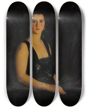 Triptych art skateboard deck of Robert Henri Portrait Of Mrs Arthur Bond Cecil_2 by Robert Henri (1865-1929)