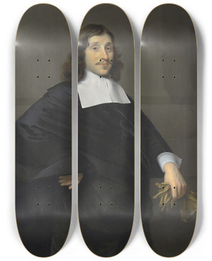 Triptych art skateboard deck of Isaack Luttichuys Portrait Of A Gentleman by Isaack Luttichuys (1616-1673)