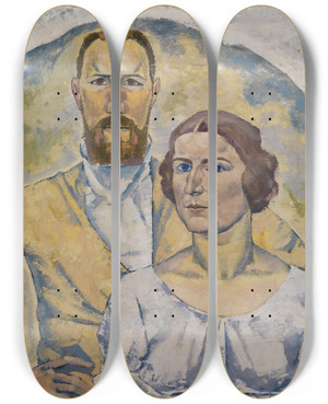 Triptych art skateboard deck of August Babberger Selbstbildnis Des Knstlers Mit Seiner Frau by August Babberger (1885-1936)