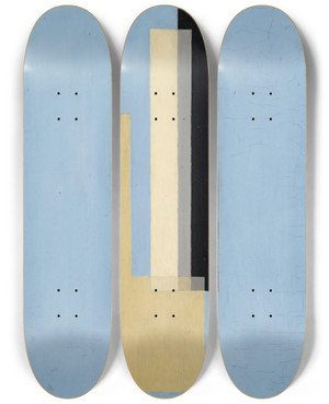 Triptych art skateboard deck of Lszl Moholynagy Konstruktion by Laszlo Moholy Nagy (1895-1946)