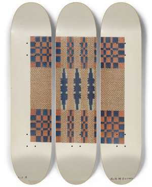 Triptych art skateboard deck of Ruth M Barnes Coverlet Detail_5 by Ruth M Barnes