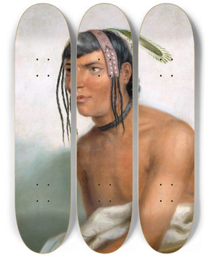 Triptych art skateboard deck of Charles Bird King Jackopa The Six by Charles Bird King (1785-1862)
