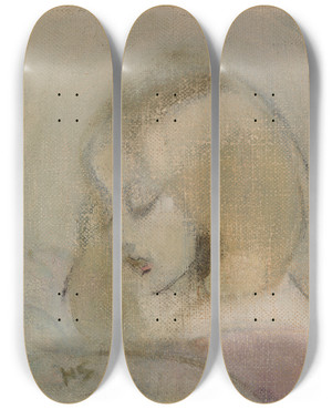 Triptych art skateboard deck of Helene Schjerfbeck Annuli Reading by Helene Schjerfbeck (1862-1946)