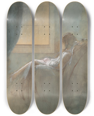 Triptych art skateboard deck of Ladislav Mednynszky Old Woman Sitting by Ladislav Mednyanszky (1852-1919) Triptych art skateboard deck of Ladislav Mednynszky Old Woman Sitting by Ladislav Mednyanszky (1852-1919)