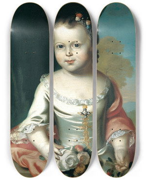 Triptych art skateboard deck of John Singleton Copley Elizabeth Greenleaf by John Singleton Copley (1738-1815)