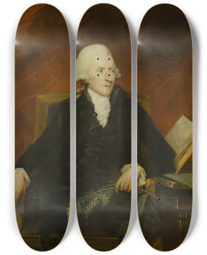 Triptych art skateboard deck of Carl Frederik Von Breda The English Physician William Withering by Carl Frederik Von Breda (1759-1818)