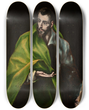 Triptych art skateboard deck of El Greco Domenikos Theotokopoulos St James The Greater by El Greco Domenikos Theotokopoulos (1540-1614)