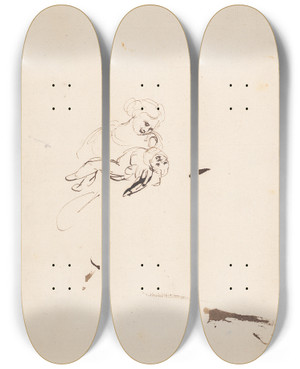 Triptych art skateboard deck of Sir Joshua Reynolds Woman And Infant_2 by Sir Joshua Reynolds (1723-1792)
