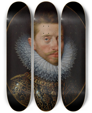 Triptych art skateboard deck of Frans Pourbus The Younger Archduke Albert Vii Of Austria 15591621 Wearing The Order Of The Golden Fleece by Frans Pourbus The Younger (1569-1622)
