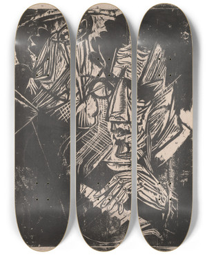 Triptych art skateboard deck of Ernst Ludwig Kirchner Komponist Otto Klemperer Sanatorium Kohnstamm by Ernst Ludwig Kirchner (1880-1938)