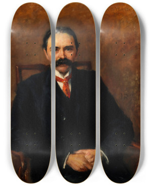 Triptych art skateboard deck of John Butler Yeats Portrait Of Douglas Hyde First President Of Ireland 18601949 Poet And Scholar by John Butler Yeats (1839-1922)