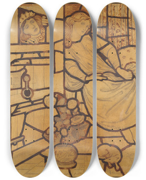 Triptych art skateboard deck of Sir Edward Coley Burnejones The Song Of Solomon by Sir Edward Coley Burne-Jones (1833-1898)