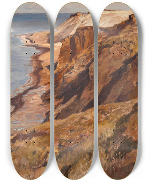 Triptych art skateboard deck of Eugen Bracht Kste Auf Sylt by Eugen Bracht (1842-1921)