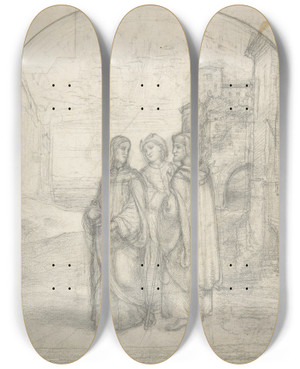 Triptych art skateboard deck of Johann Heinrich Ferdinand Olivier Christ And The Pilgrims Of Emmaus by Johann Heinrich Ferdinand Olivier (1785-1841)
