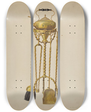 Triptych art skateboard deck of Hans Mangelsdorf Fireside Set by Hans Mangelsdorf