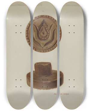 Triptych art skateboard deck of Albert Levone Pa German Butter Mold_8 by Albert Levone (20-)