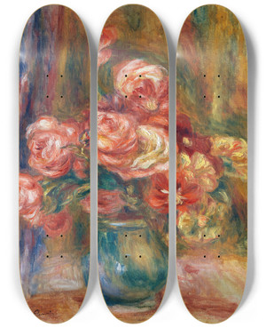 Triptych art skateboard deck of Pierreauguste Renoir Vase Of Roses by Pierre-Auguste Renoir (1841-1919) Triptych art skateboard deck of Pierreauguste Renoir Vase Of Roses by Pierre-Auguste Renoir (1841-1919)