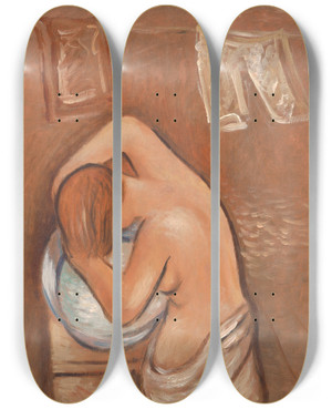 Triptych art skateboard deck of Mikul Galanda Washing Hair by Mikulas Galanda (1895-1938)