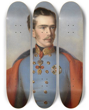 Triptych art skateboard deck of Franz Russ The Elder Franz Joseph I by Franz Russ The Elder (1817-1892)