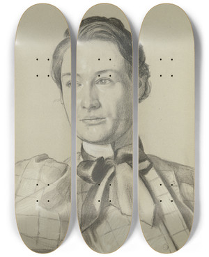 Triptych art skateboard deck of Hans Thoma Portrait Of Sofie Kchler by Hans Thoma (1839-1924)
