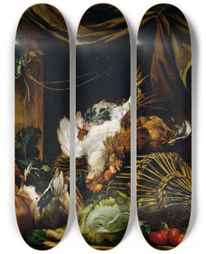 Triptych art skateboard deck of Josef Neugebauer Still Life by Josef Neugebauer (1810-1895)