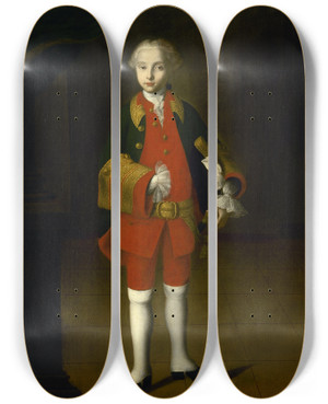 Triptych art skateboard deck of Ivan Vishnyakov Portrait Of William George Fairmore by Ivan Vishnyakov (1699-1761)