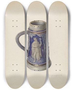 Triptych art skateboard deck of Carl Buergerniss Beer Mug_2 by Carl Buergerniss (20-)
