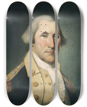 Triptych art skateboard deck of Charles Peale Polk George Washington by Charles Peale Polk (1767-1822)