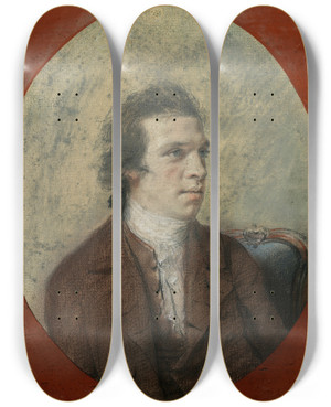 Triptych art skateboard deck of Hugh Douglas Hamilton Portrait Of Thomas Roberts 17481777 Artist by Hugh Douglas Hamilton (1739-1808)