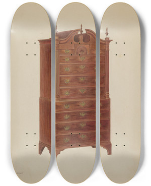 Triptych art skateboard deck of Arthur Johnson Chestonchest_2 by Arthur Johnson
