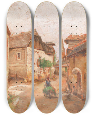 Triptych art skateboard deck of Paul Unbereit Motif Of The Wachau by Paul Unbereit (1884-1937) Triptych art skateboard deck of Paul Unbereit Motif Of The Wachau by Paul Unbereit (1884-1937)