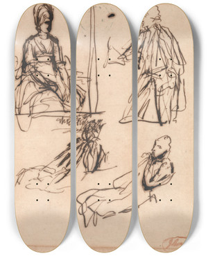 Triptych art skateboard deck of George Romney Studies For Portraits Of A Man And Of A Woman by George Romney (1734-1802) Triptych art skateboard deck of George Romney Studies For Portraits Of A Man And Of A Woman by George Romney (1734-1802)