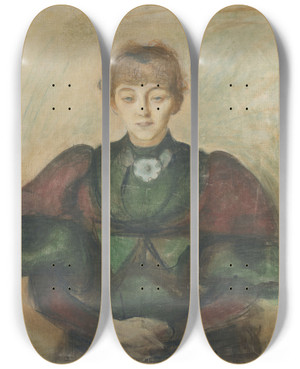 Triptych art skateboard deck of Edvard Munch Ragnhild Bckstrm by Edvard Munch (1863-1944)