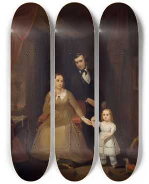Triptych art skateboard deck of John Mix Stanley The Williamson Family by John Mix Stanley (1814-1872)