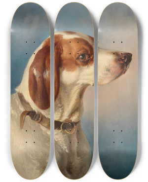Triptych art skateboard deck of Carl Pischinger Ein Foxl by Carl Pischinger (1823-1886)