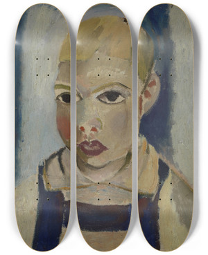 Triptych art skateboard deck of Gustave De Smet Childs Head by Gustave De Smet (1877-1943)